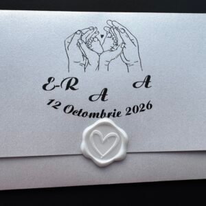 invitație nuntă și botez minimalistă