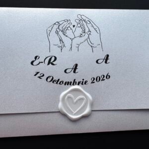 invitație nuntă și botez minimalistă