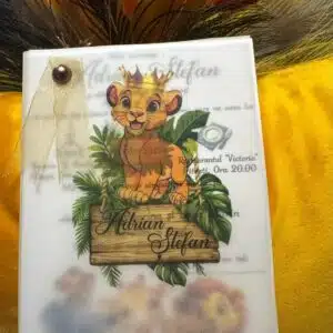 Invitație botez cu junglă, leu și animale 2