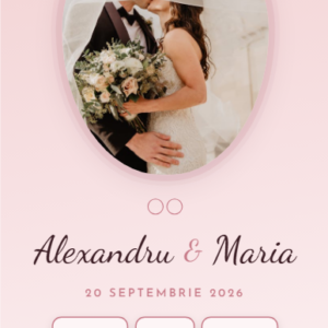 Invitație Nuntă Blush Romantică – Design Digital cu RSVP