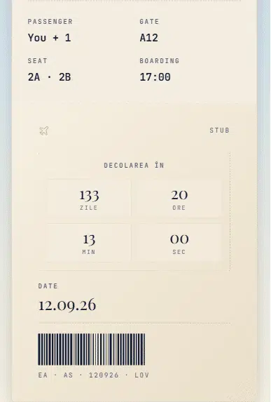 Invitație Nuntă Boarding Pass Premium 2