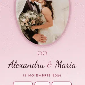 Invitație Nuntă Bordo Auriu Elegantă – Design Interactiv 2026