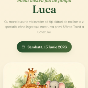 Invitație Botez Junglă Magică