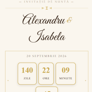 Invitație Nuntă Regală Aurie Imperial Gold