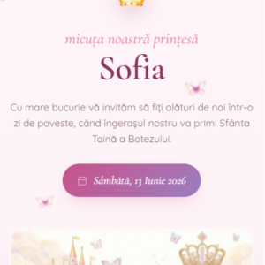 Invitație Botez Prințesă Digitală Magică