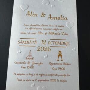 Invitatie nunta tiparita inimi