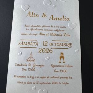 Invitatie nunta tiparita inimi