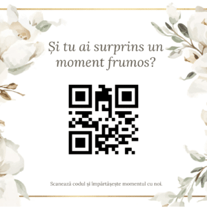 Card modern flori albe pentru nuntă