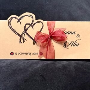 invitație nuntă rustică tipărită