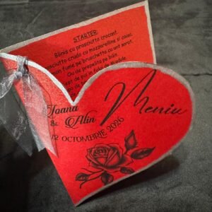 meniu nuntă pliabil inimă