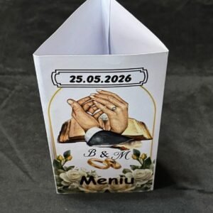 meniu nuntă tipărit cu flori