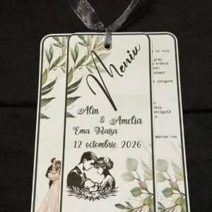 Meniu Nuntă și Botez pliabil Floral