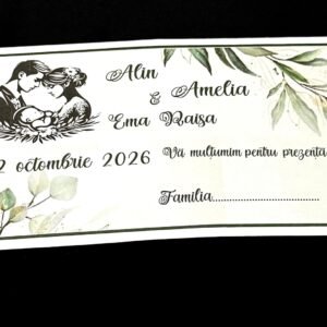 plic nuntă și botez cu siluetă familie