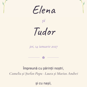 invitație digitală nuntă lavandă - formular RSVP cu meniuri speciale