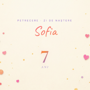 invitație zi de naștere confetti - ecran principal Sofia 7 ani