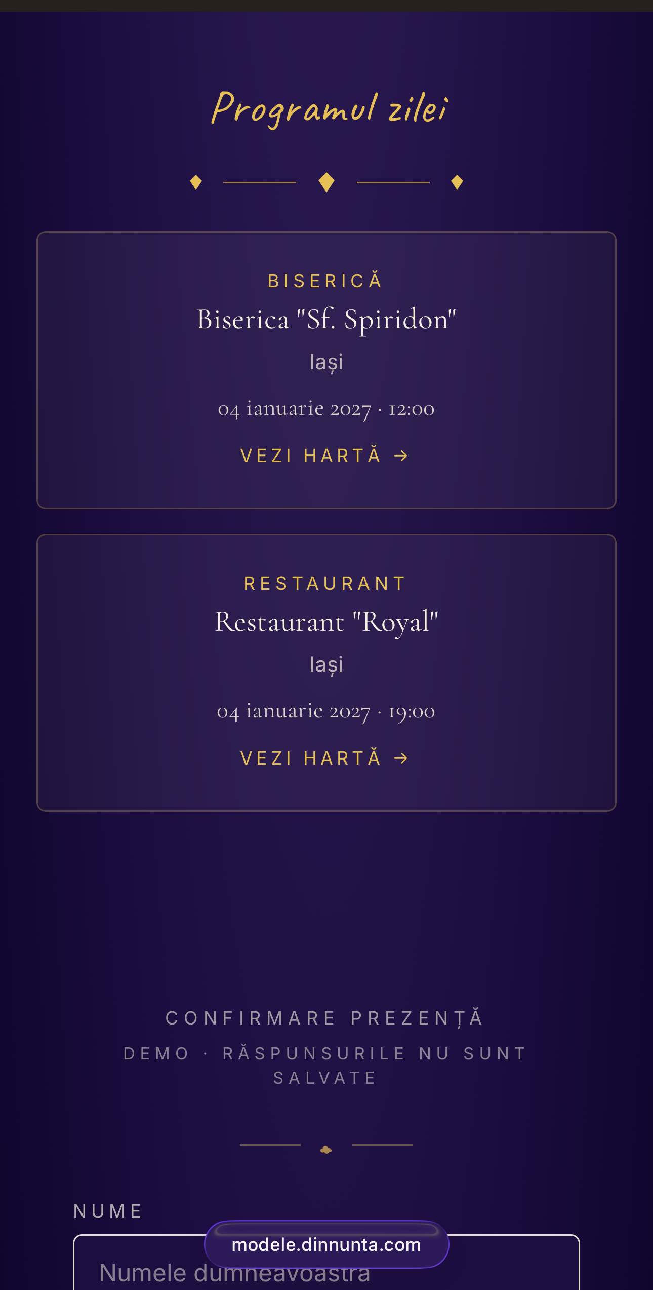 Invitație Digitală Botez – Coronița 3 Invitație digitală botez Coronița - program biserica restaurant