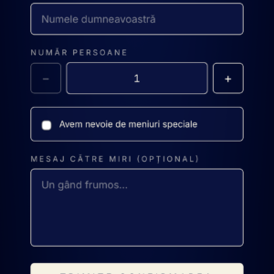 Invitație digitală botez Stelute - luna si stele aurii pe cer nocturn si nume Luca Andrei