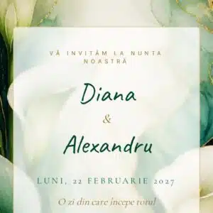 invitație digitală nuntă verde smarald – ecran principal