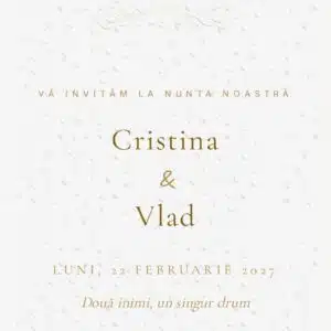 invitație digitală nuntă cu inimi – ecran principal
