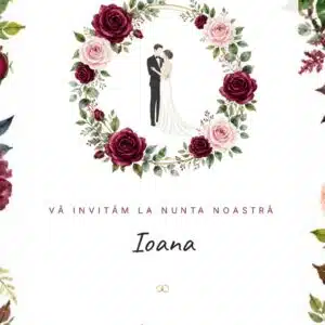 invitație digitală nuntă bordo – ecran principal